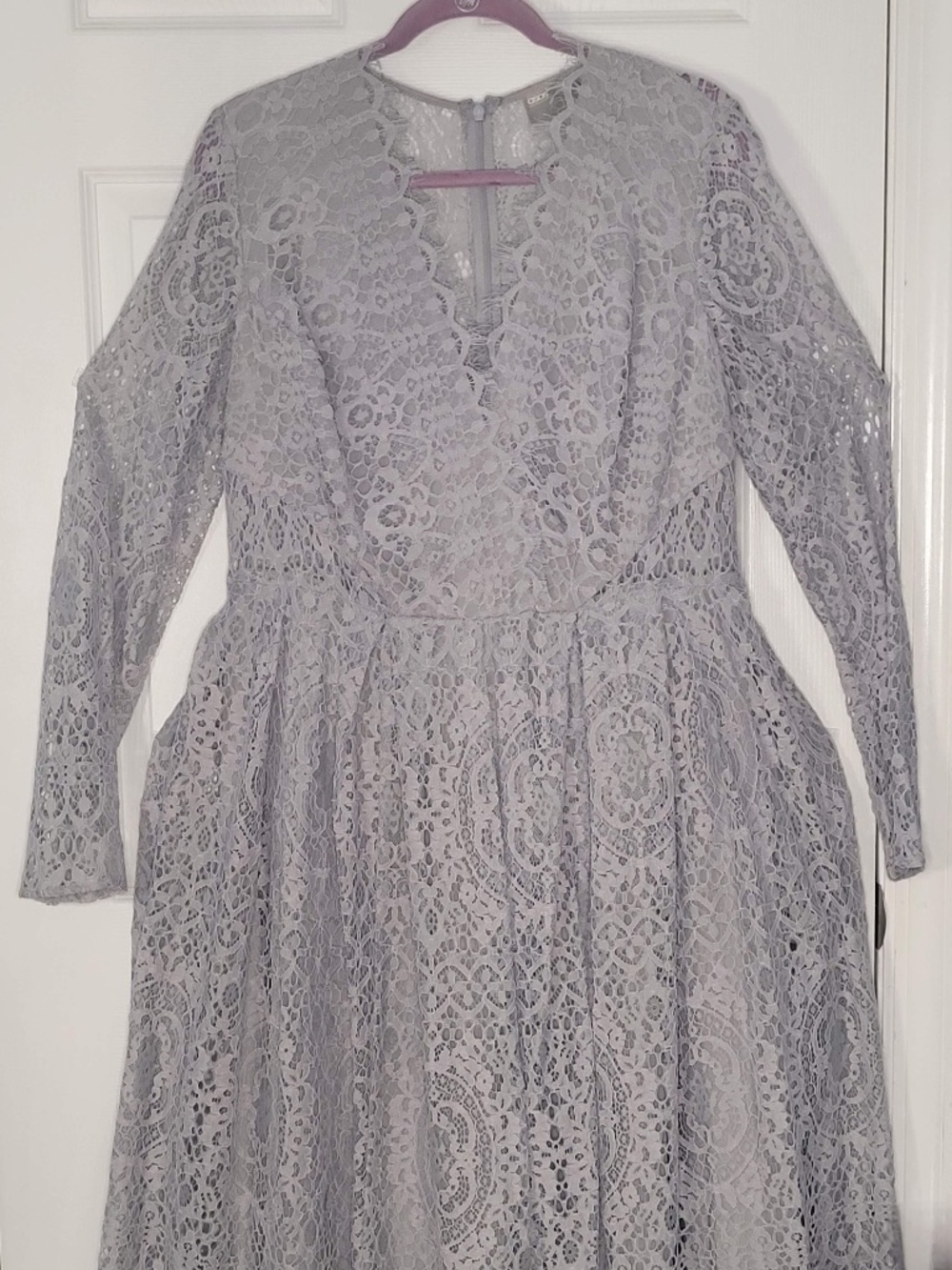 Gray Lace Midi Dress